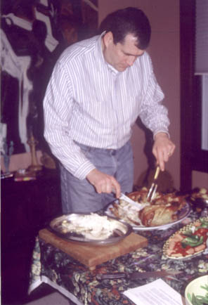 Ames carving the chickens